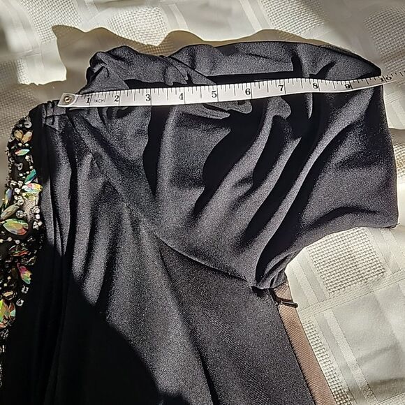 Rianna Couture Women's Formal Beaded Maxi Dress With Front Slit Size 16 Black - Picture 10 of 16